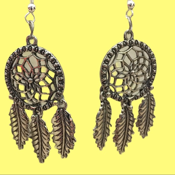 NWOT Silver Dream Catcher Feather Earrings, Hypoal - Picture 3 of 3